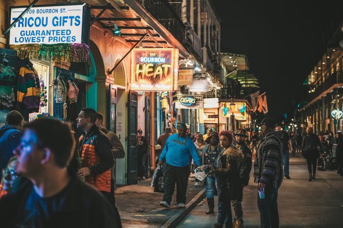 street, night, market