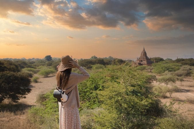 girl traveler bagan myanmar burma 5160131