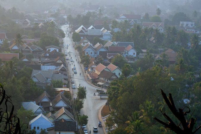 a view of a town from a hill